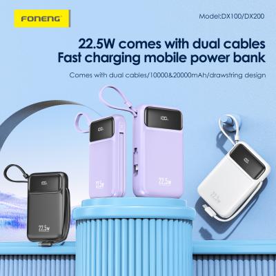 Power Bank DX100 10 000 mAh avec 2 câbles intégrés (22,5 W)