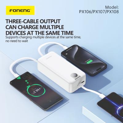 PX108 30000mAh Power Bank with 3 Built-in Cables (22.5W)
